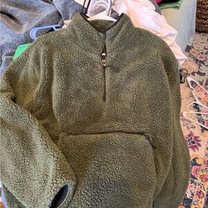 No Boundaries Olive Sherpa Zip-Up